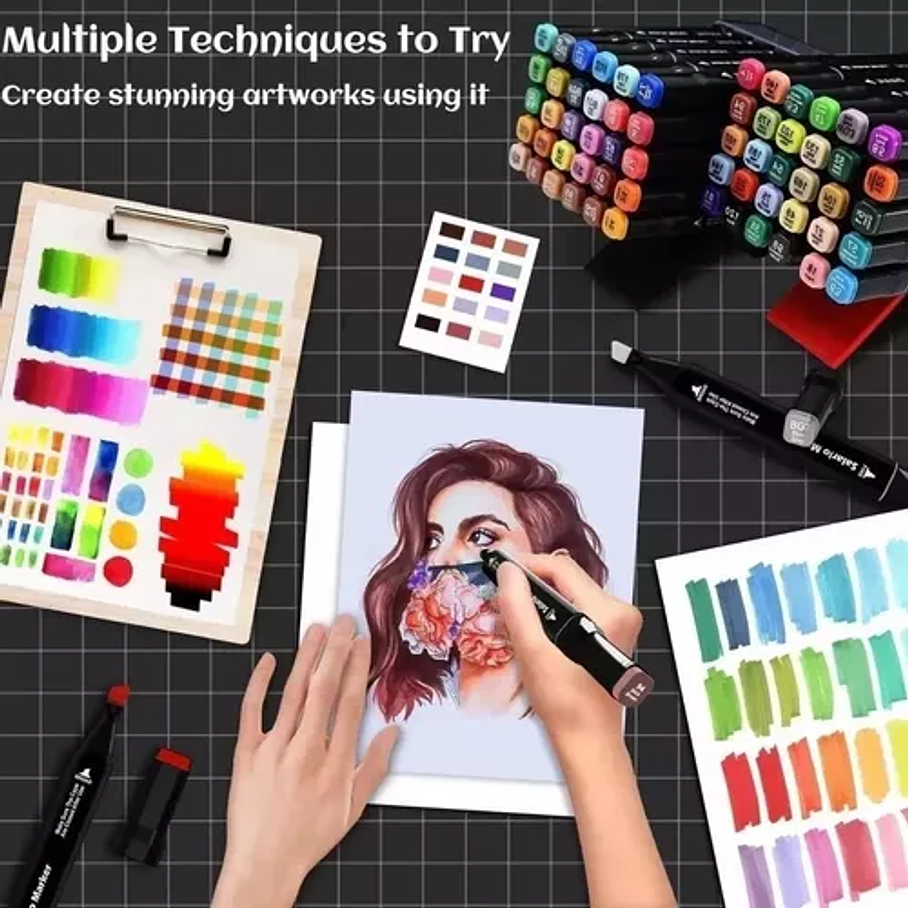 Set De Plumones 168 Marcadores Doble Punta Para Pintar  3