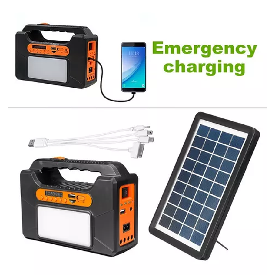 Parlante Bt Usb C/lampara+panel Solar Linterna Camping 2