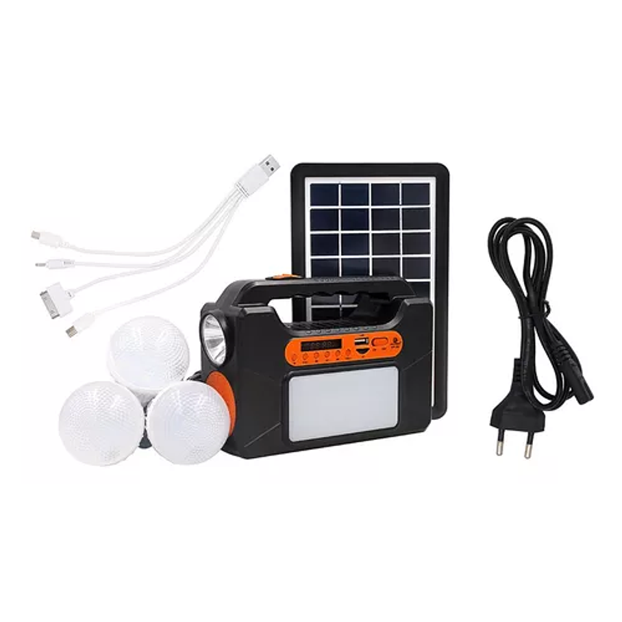 Parlante Bt Usb C/lampara+panel Solar Linterna Camping 1