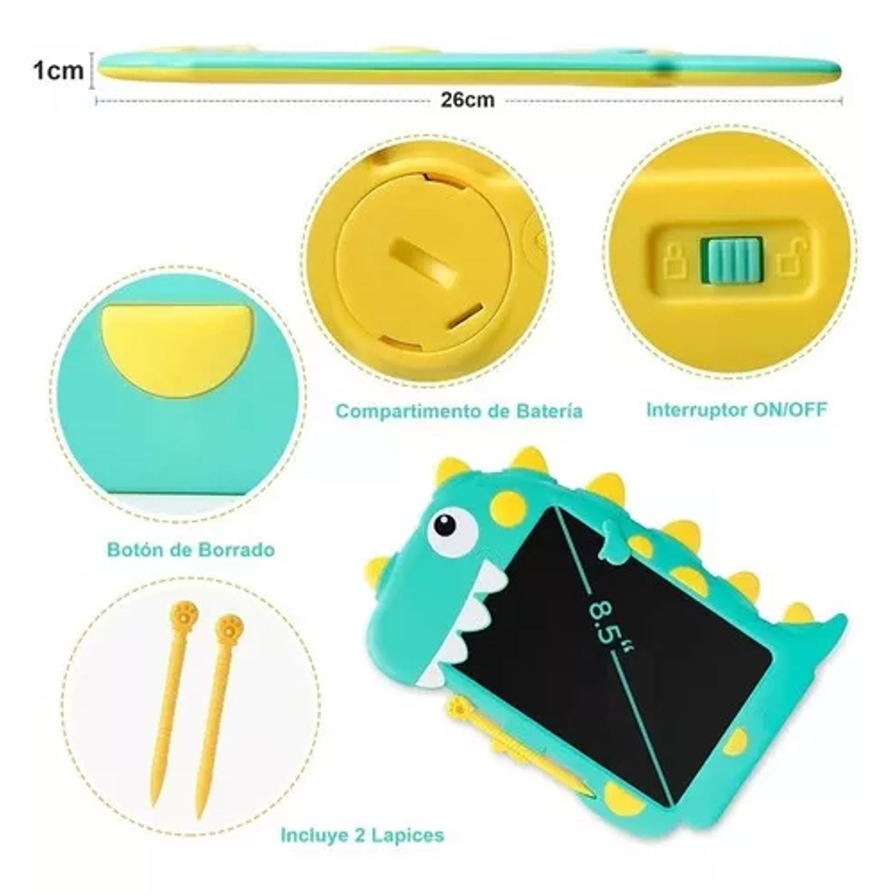 Tablero Mágico Dinosaurio Lcd 8.5 Tabla Dibujo 5