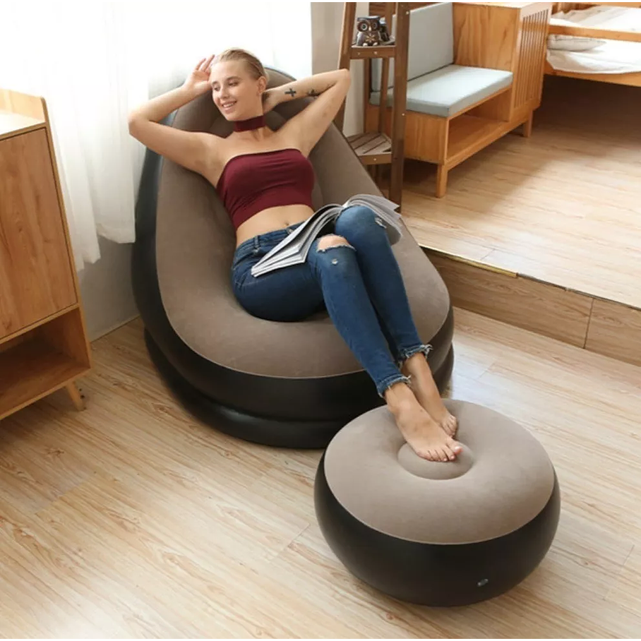 Sofá Tumbona Silla Inflable Reposa Pies Puff X L 2
