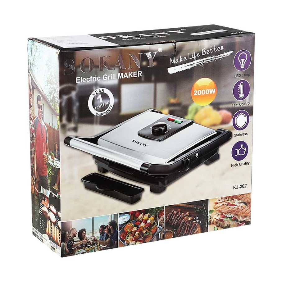 Parrillera Electrica Plancha Grill Carne De Asador Sokany 2000w  2