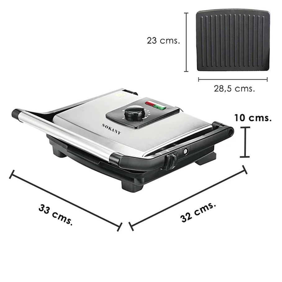 Parrillera Electrica Plancha Grill Carne De Asador Sokany 2000w  3