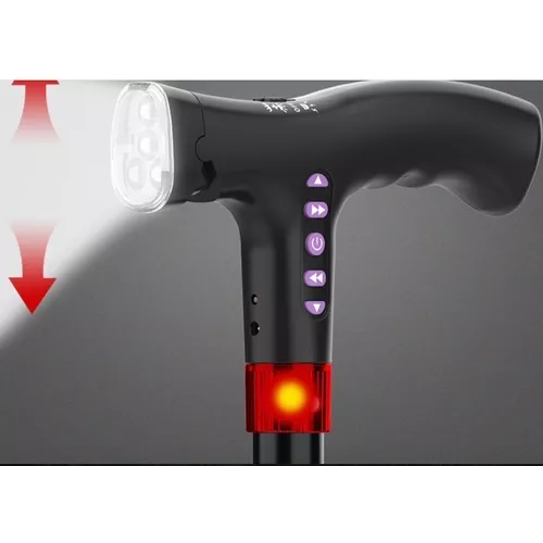 Bastón Ajustable Con Radio Alarma Luz Led 6