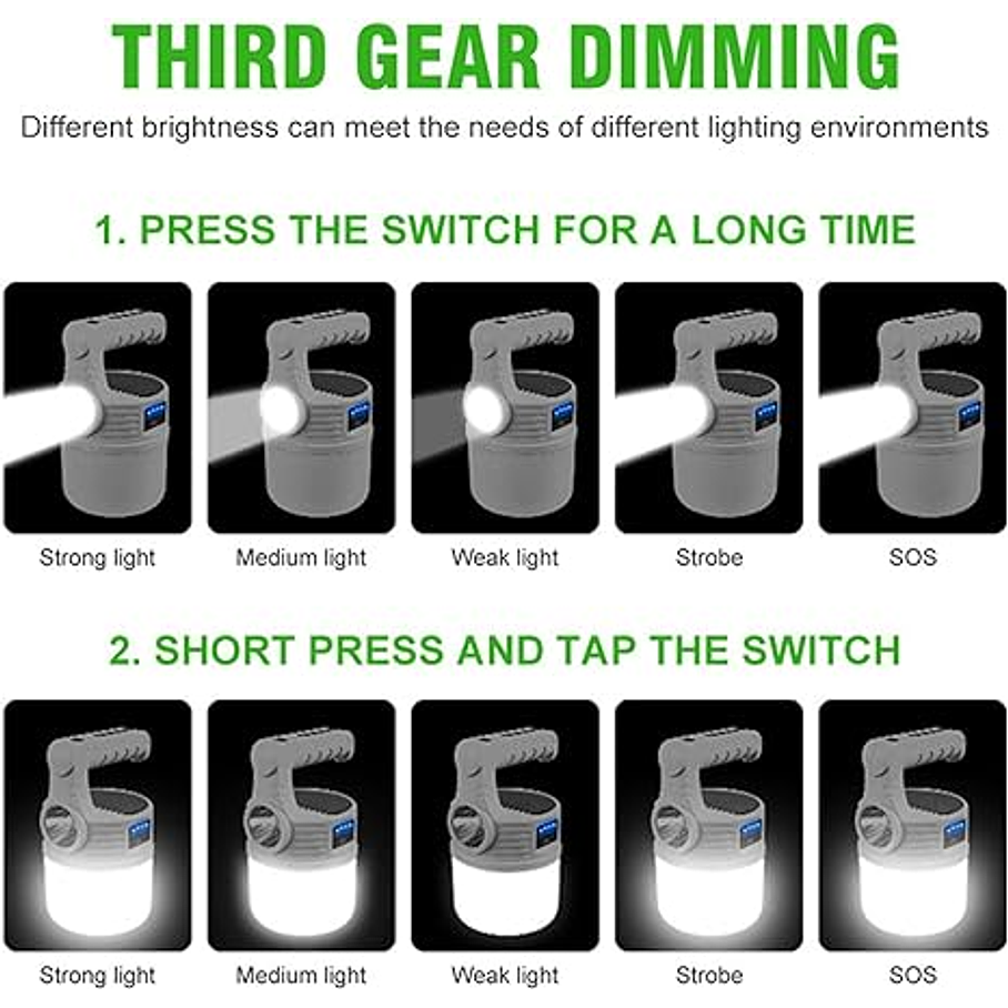 Lámpara Linterna Led Solar Recargable Camping Emergencia 4