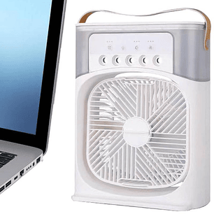 Ventilador Humifcador Portátil Recargable 3 Velocidades Blanco 
