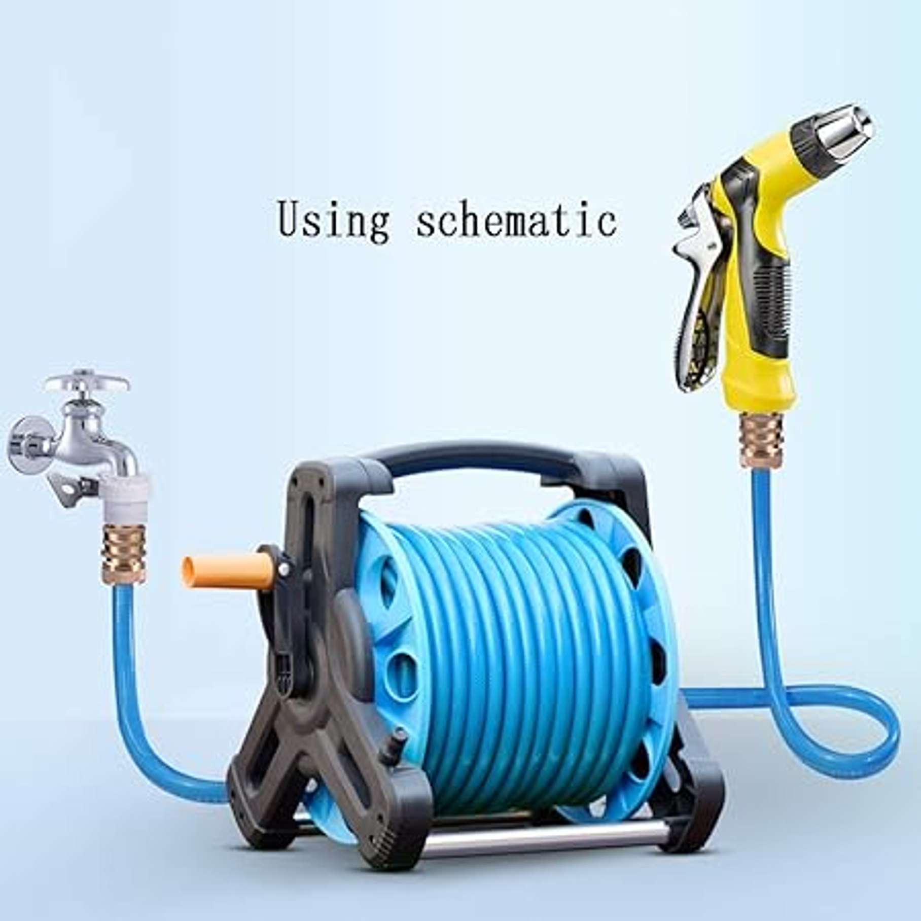 Soporte Carrete y Manguera Para Jardin Facil de Usar  2