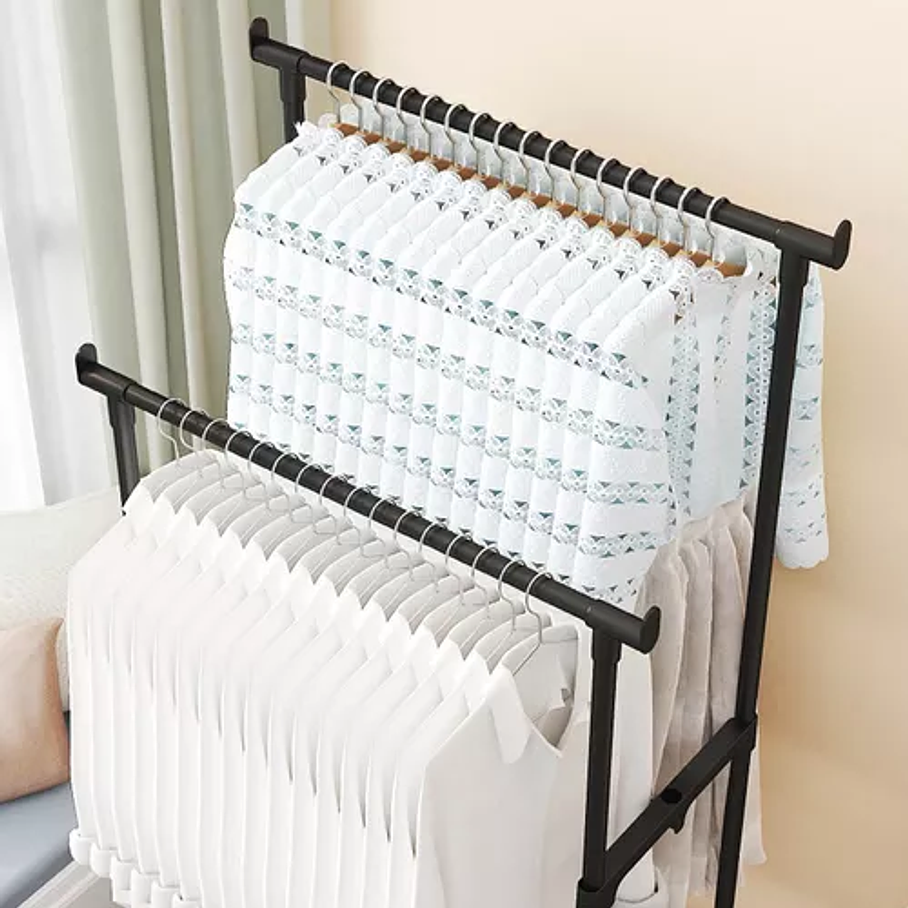 Rack Organizador Doble Para Ropa Perchero Closet Con Ruedas 5