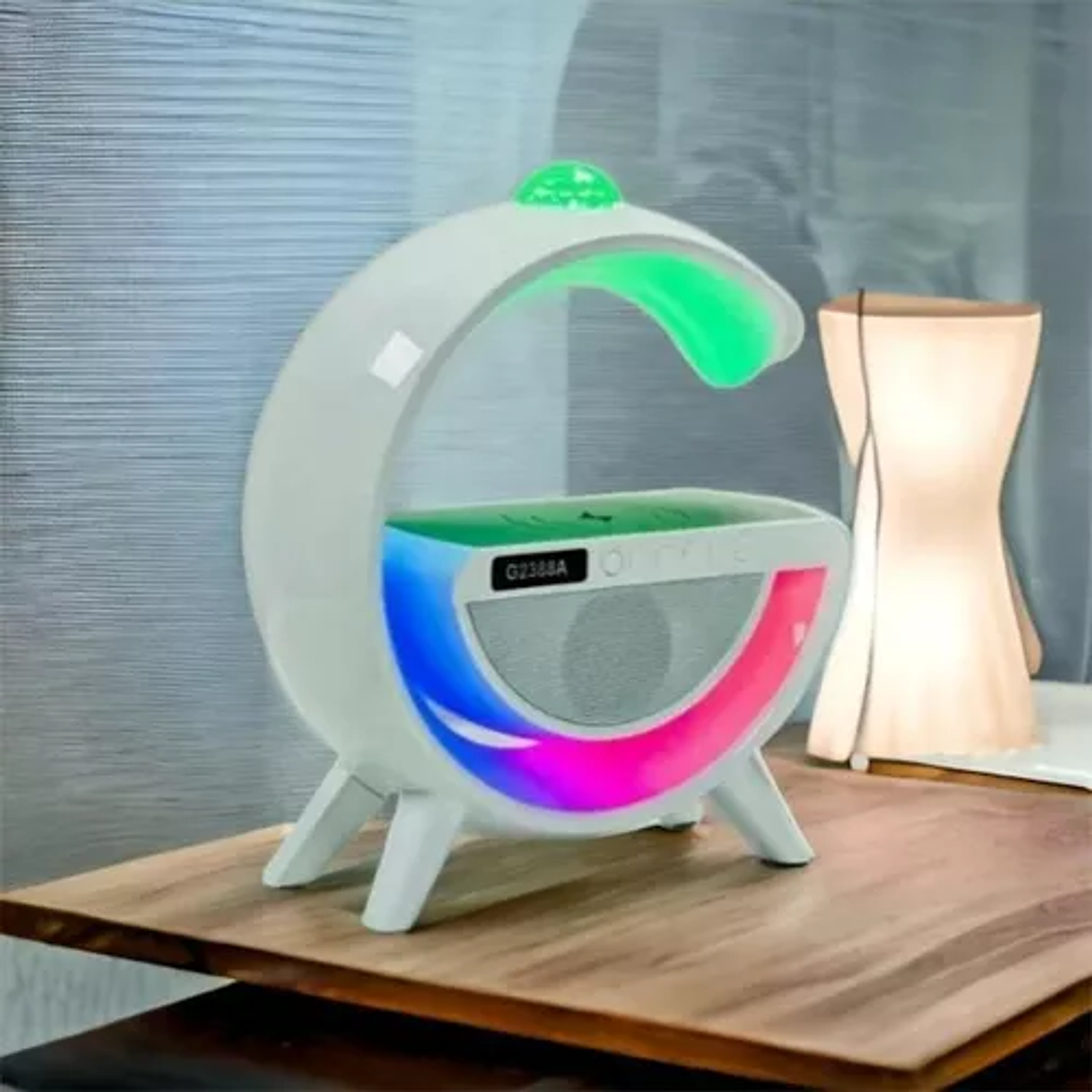 Parlante Forma G Luz Nocturna Bluetooth Cargador Inalámbrico 2