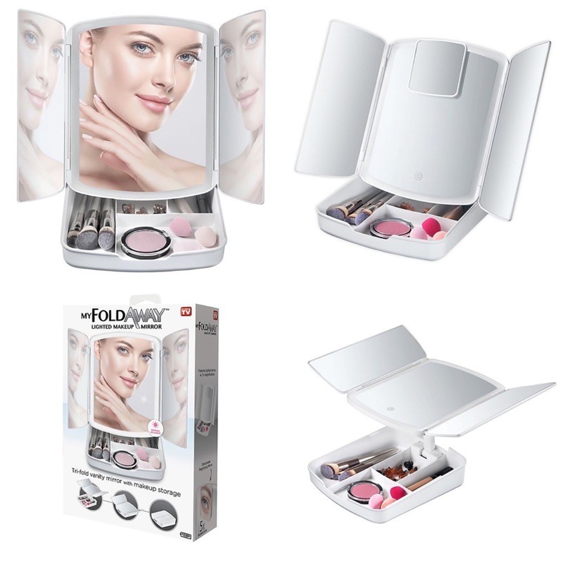 Espejo Pleglable con Luces 4 Compartimentos  4