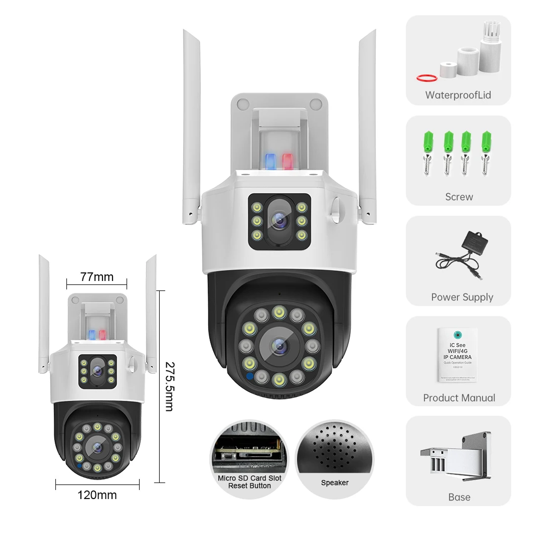 Camara Dual Vision Domo Ip Wifi + Baliza Roja - App Yoosee 4