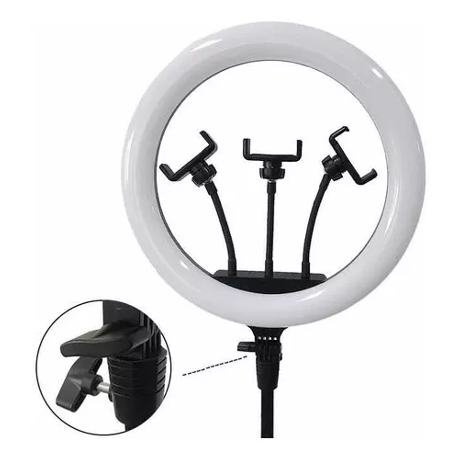 Aro Led 14 (36cm) + Trípode 2,1 M Con 3 Soporte De Celular 1