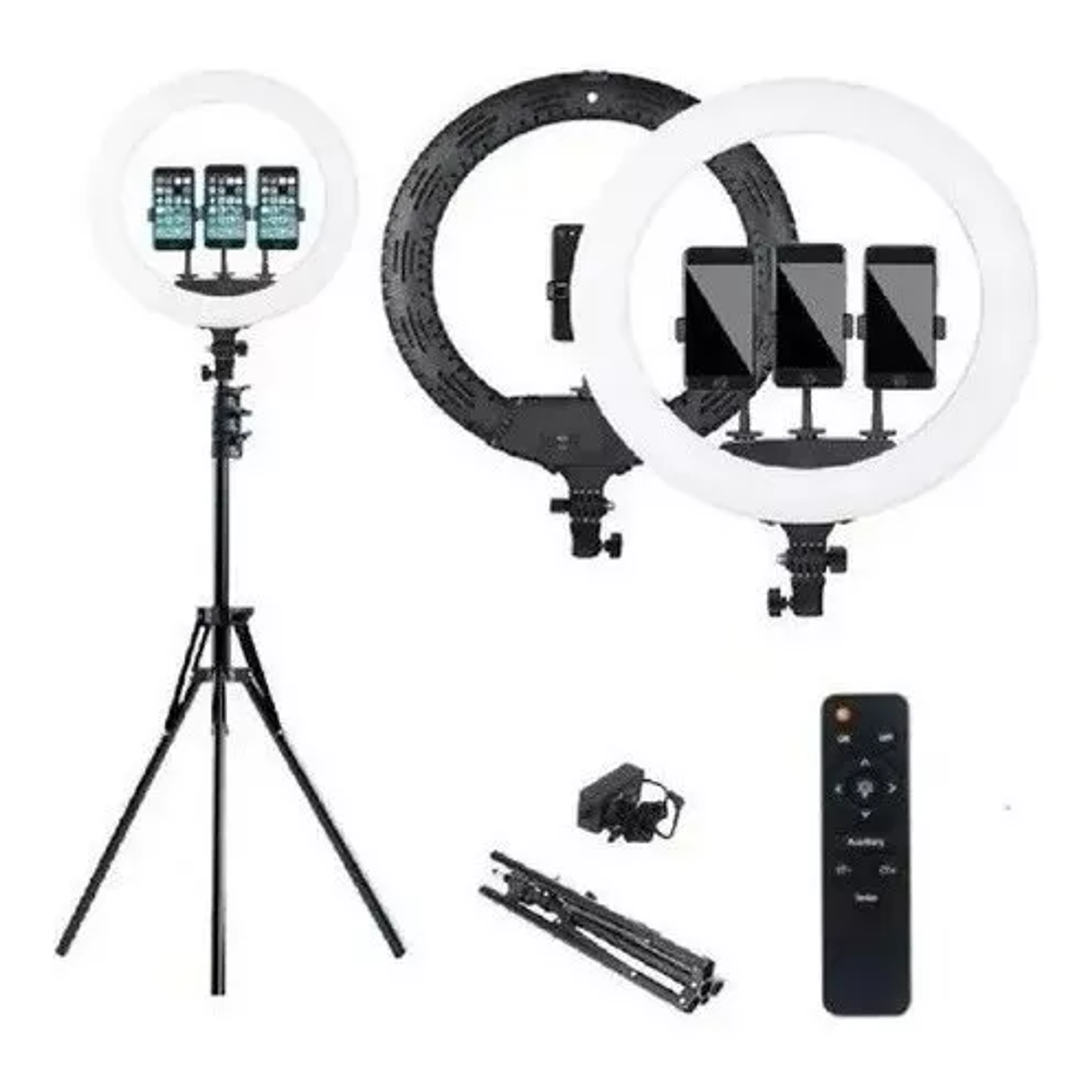 Aro Luz Led Multicolor 45cm + Control + Trípode Rgb + Blanca 2