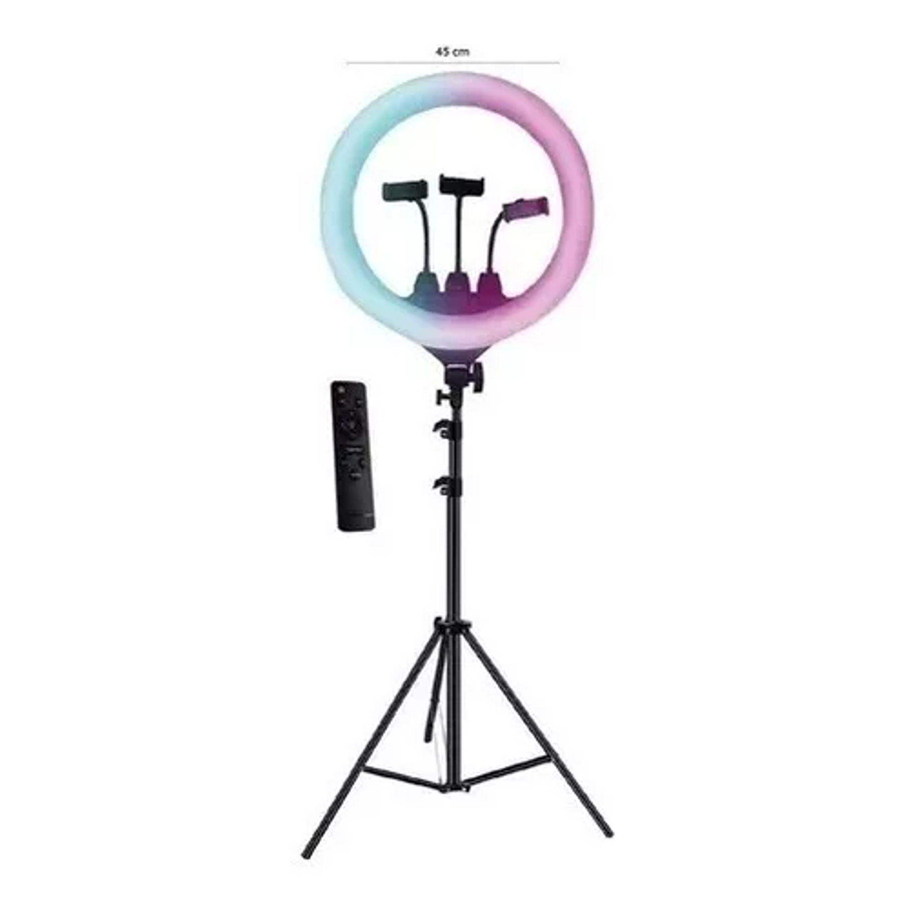 Aro Luz Led Multicolor 45cm + Control + Trípode Rgb + Blanca 3