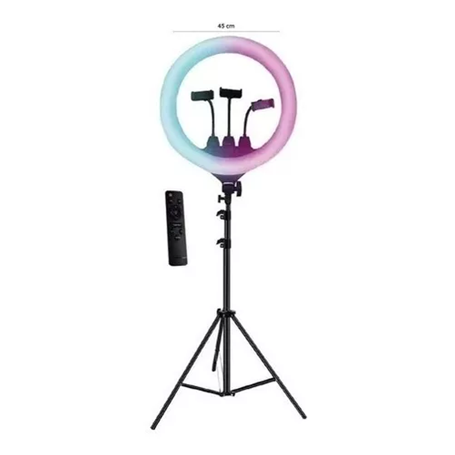 Aro Luz Led Multicolor 45cm + Control + Trípode Rgb + Blanca 3