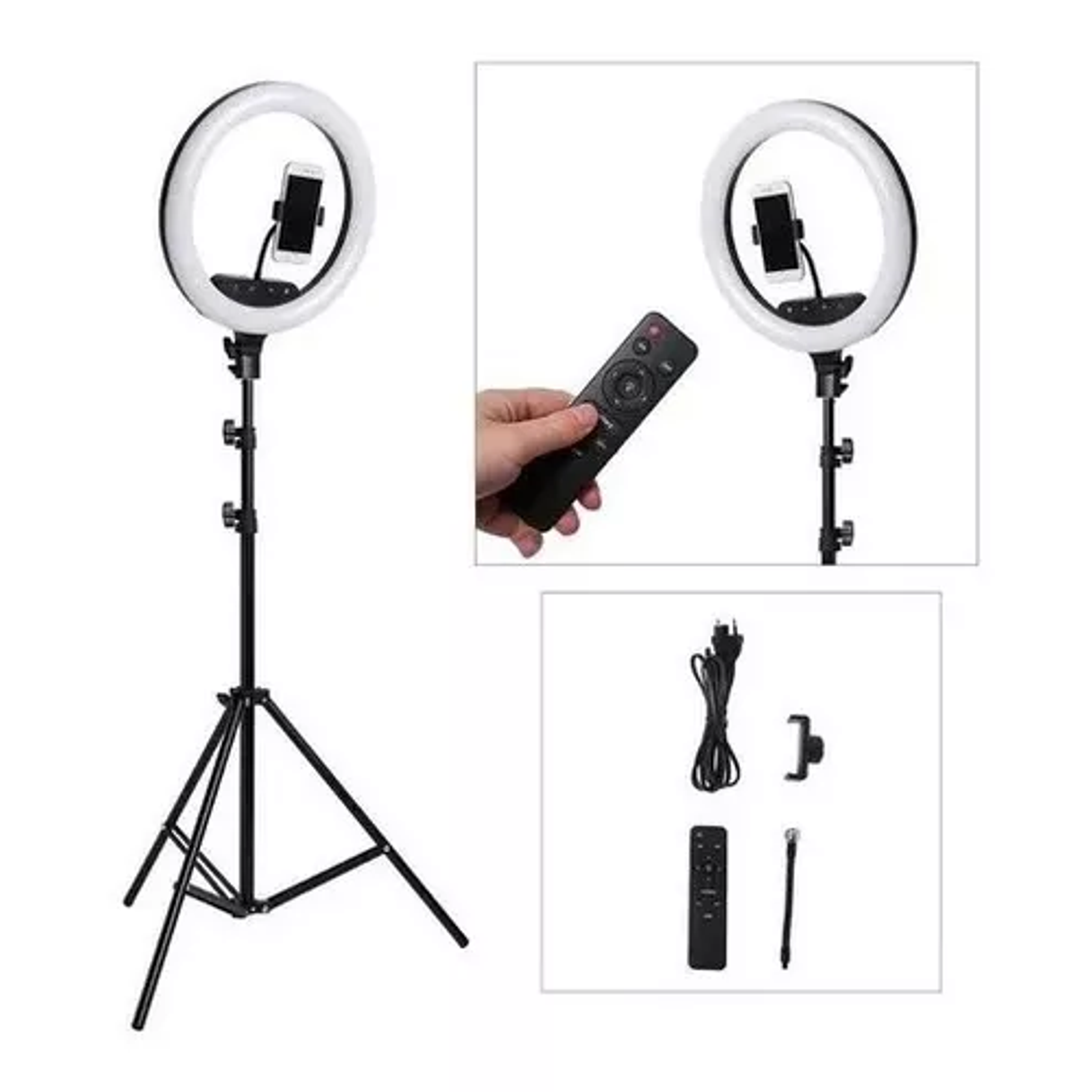 Aro Luz Led Multicolor 45cm + Control + Trípode Rgb + Blanca 4