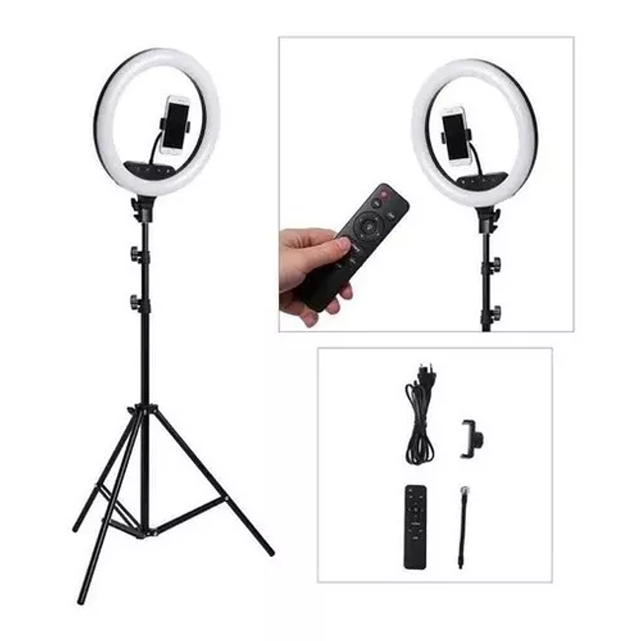 Aro Luz Led Multicolor 45cm + Control + Trípode Rgb + Blanca 4