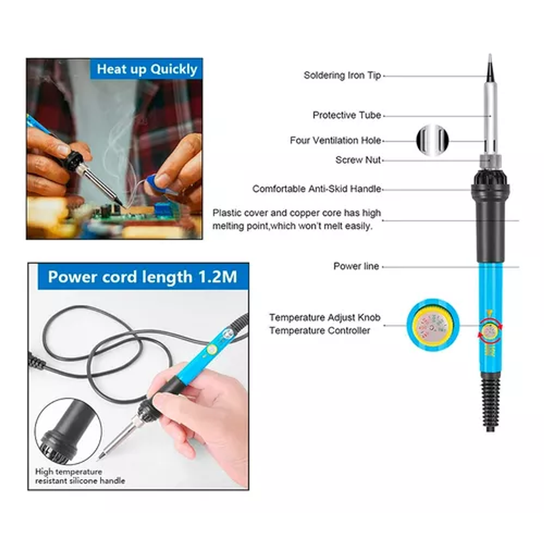 Kit De Cautín Para Soldar 60w Multímetro Temperatura 220v 2