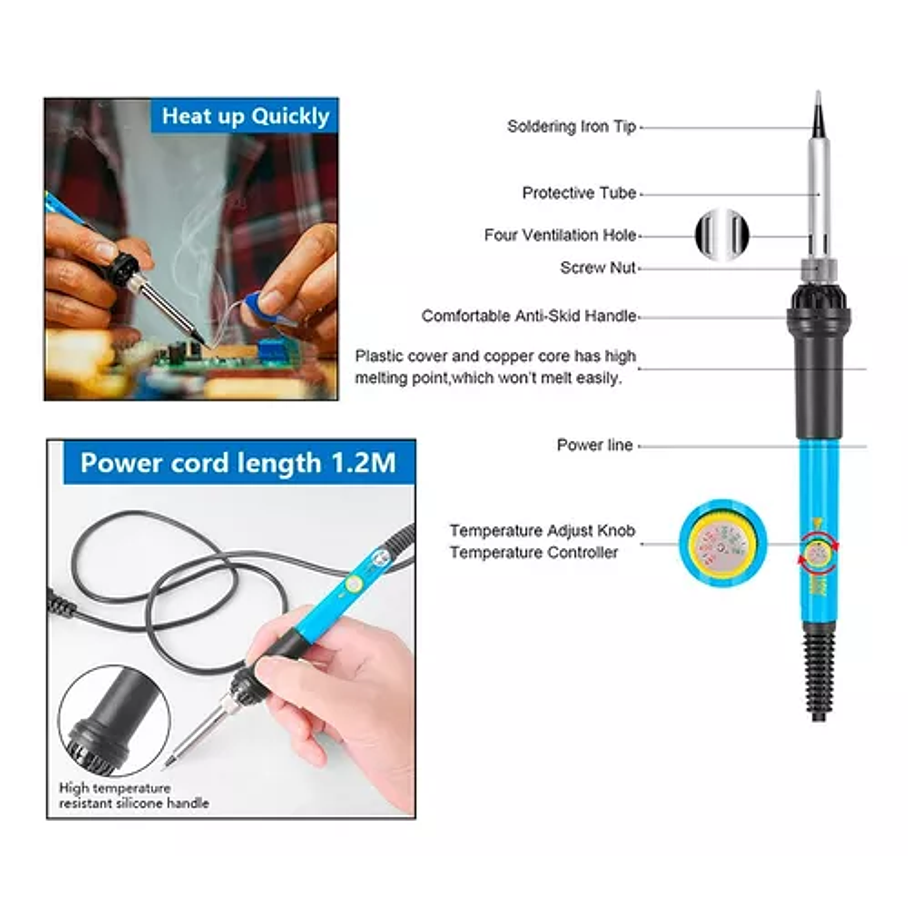 Kit De Cautín Para Soldar 60w Multímetro Temperatura 220v 2
