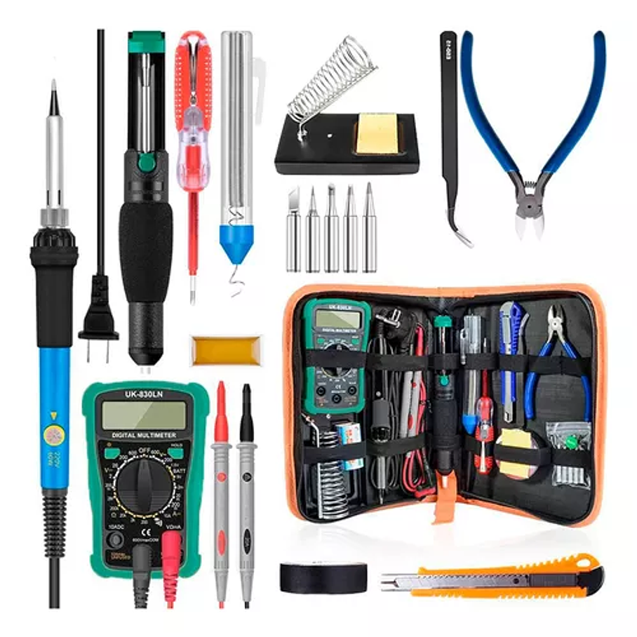 Kit De Cautín Para Soldar 60w Multímetro Temperatura 220v 1