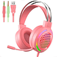 Audifono Gamer Rgb Aoas As-66 Rosado Microfono Consolas Pc - Miniatura 1