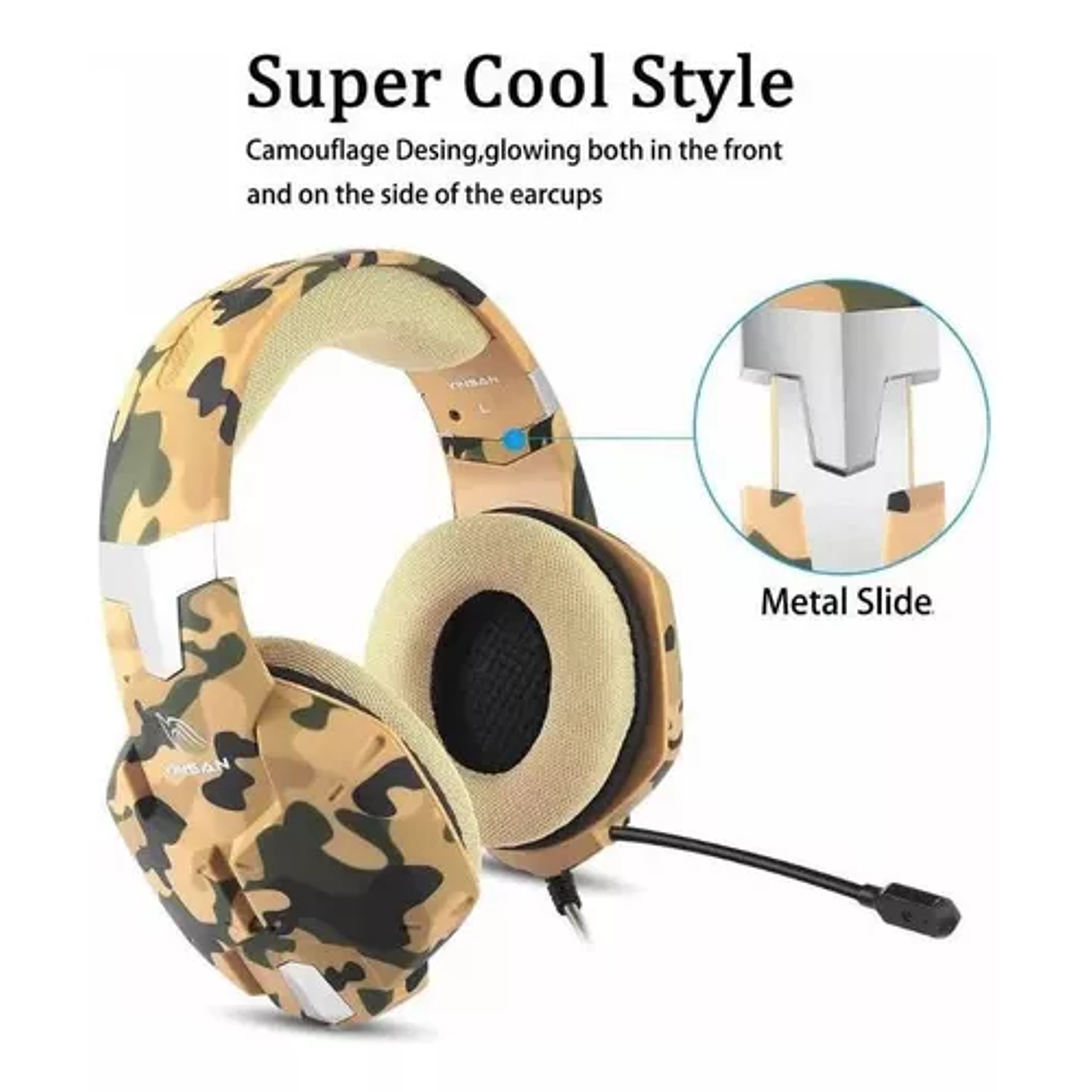 Audífonos Gamer Yinsan Pro Micrófono Camuflaje Videojuegos 2