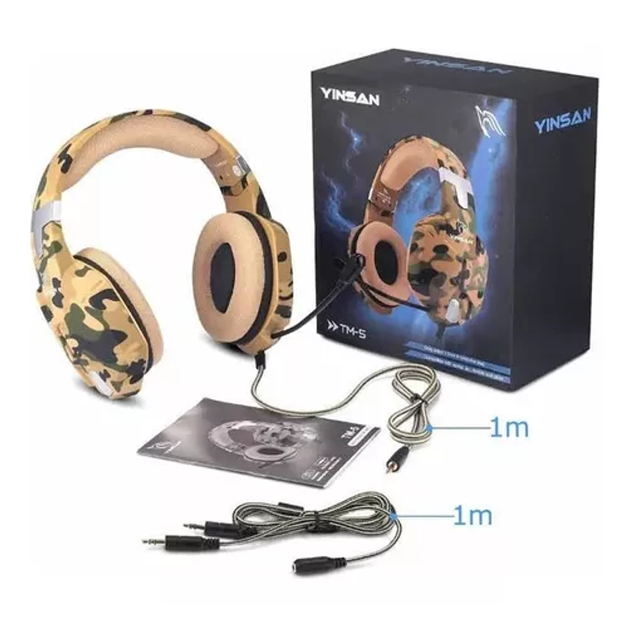 Audífonos Gamer Yinsan Pro Micrófono Camuflaje Videojuegos 3