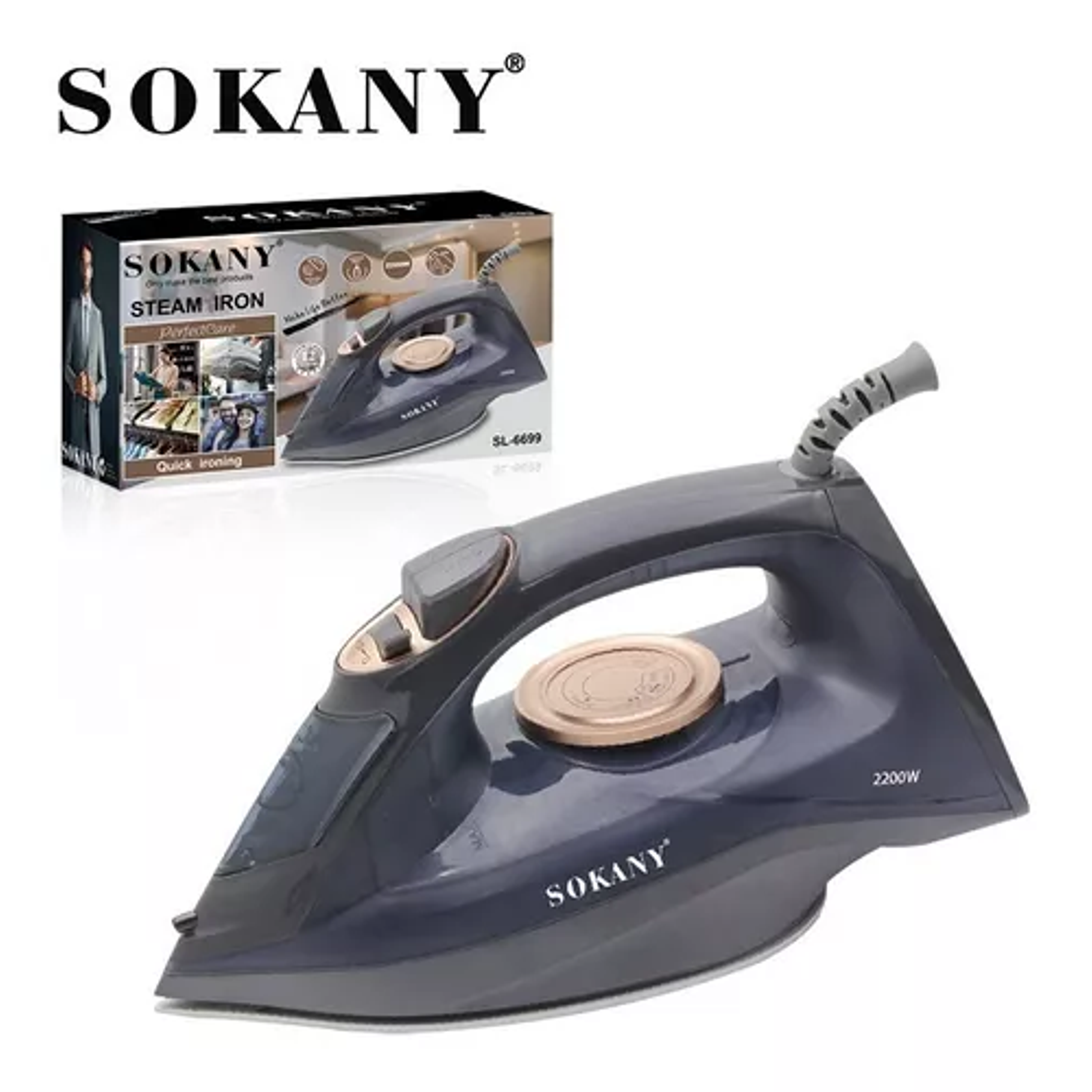 Plancha A Vapor Sokany Sl-6699 Color Gris Oscuro 2