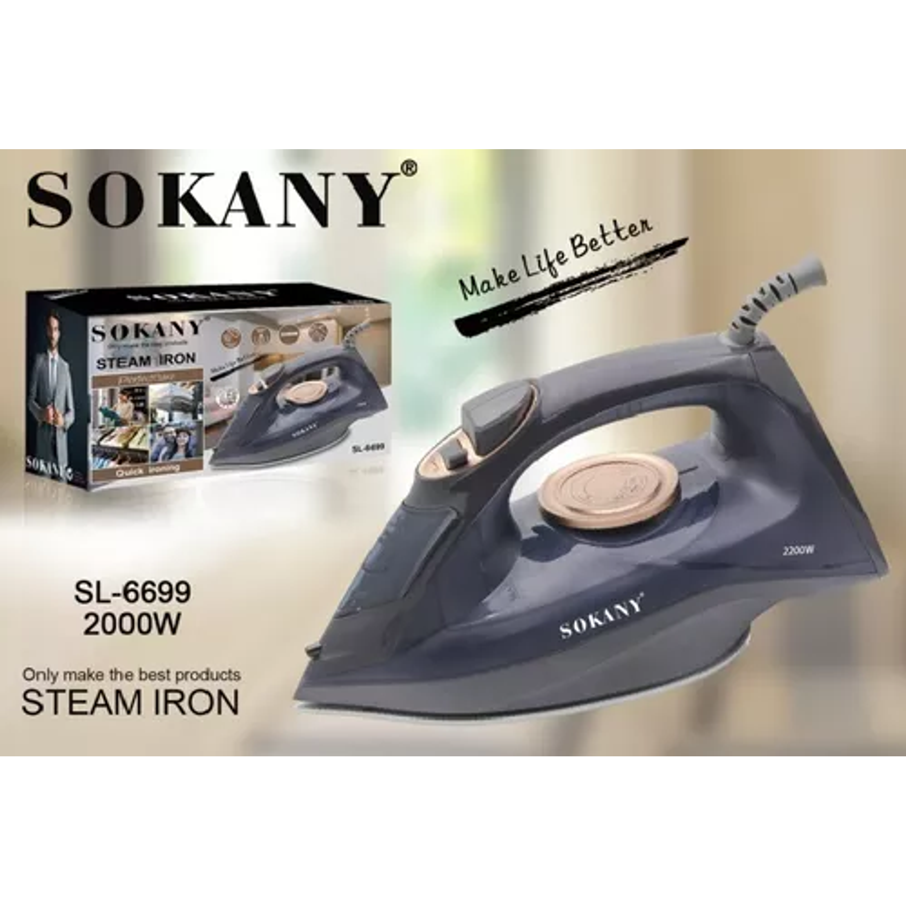 Plancha A Vapor Sokany Sl-6699 Color Gris Oscuro 3