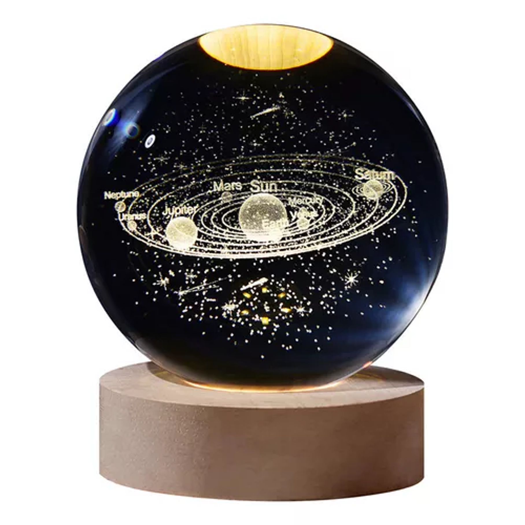 Lampara De Luz Led 3d Bola de Cristal Sistema Solar  1