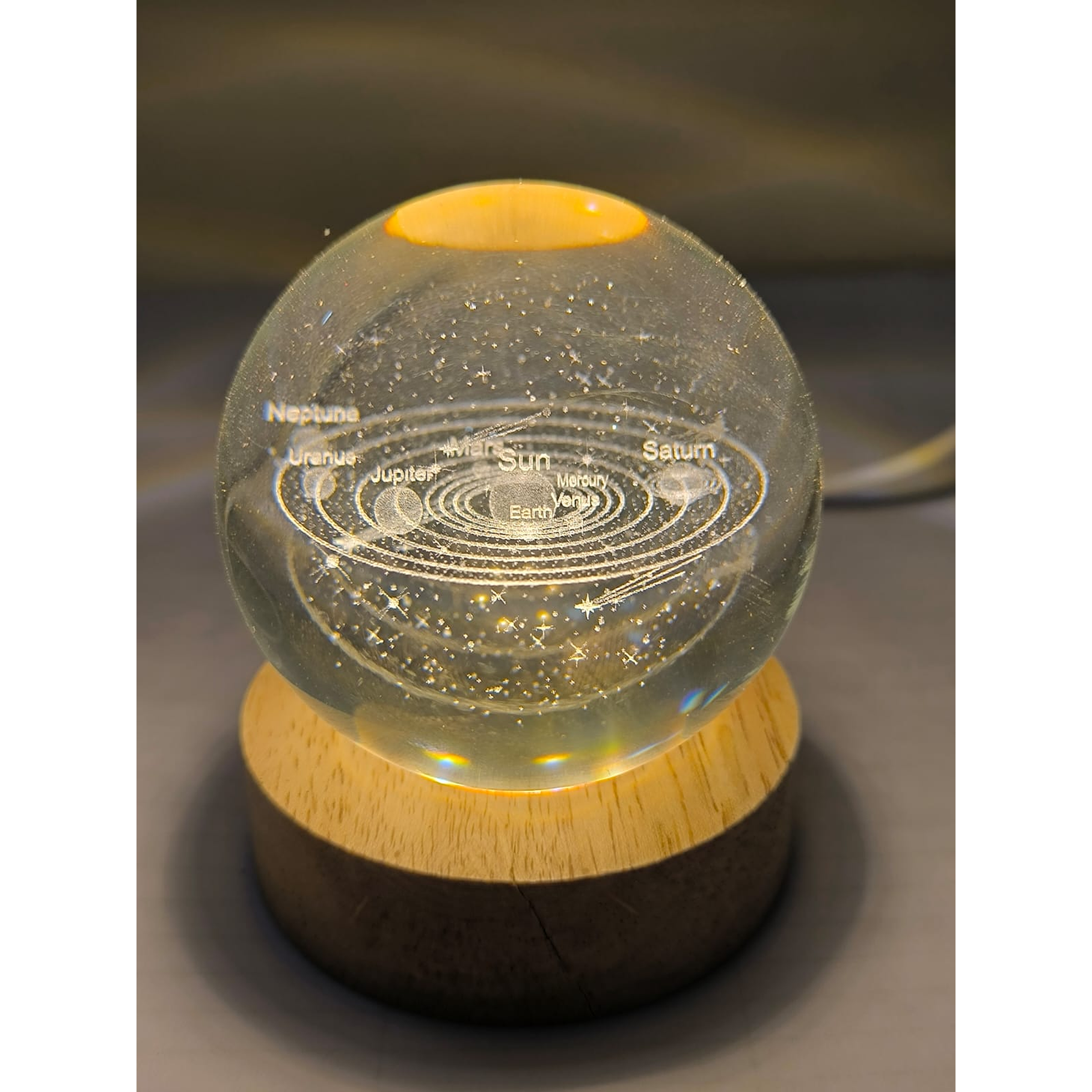 Lampara De Luz Led 3d Bola de Cristal Sistema Solar  3