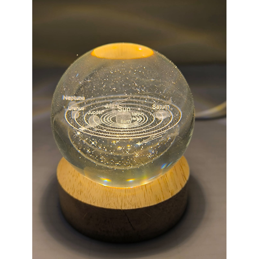 Lampara De Luz Led 3d Bola de Cristal Sistema Solar  3