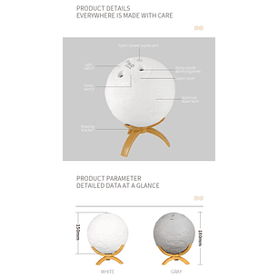 Lámpara Luna Escritorio 3D + USB Recargable 16cm