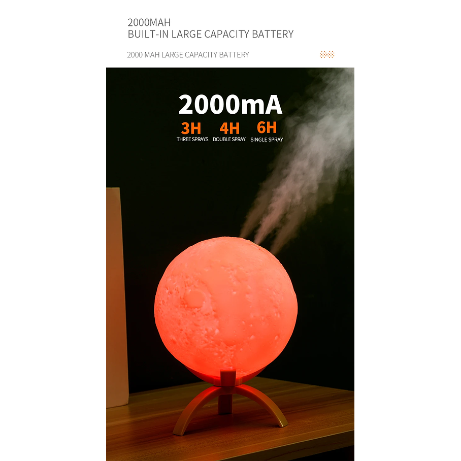 Lámpara Luna Escritorio 3D + USB Recargable 16cm 4