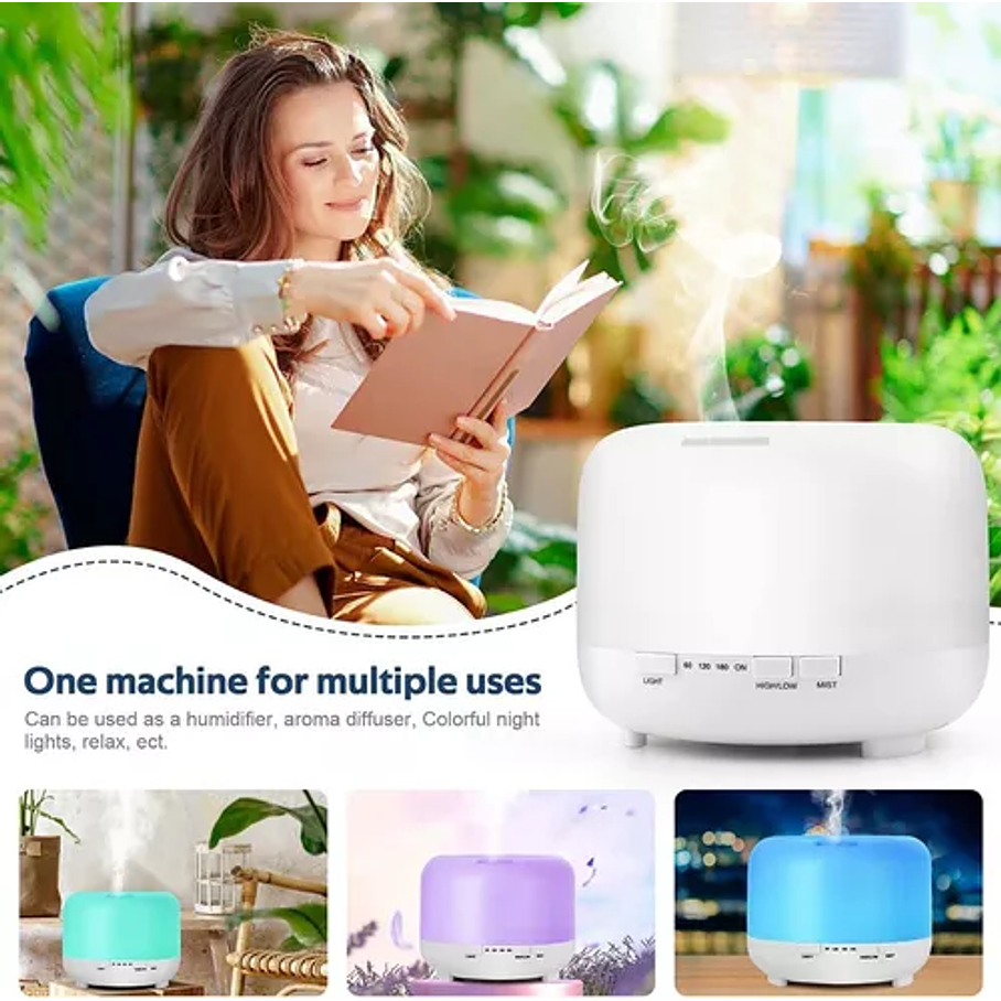 Humidificador Ultrasonico Aire Difusor 500ml + Pack De Esencias 6