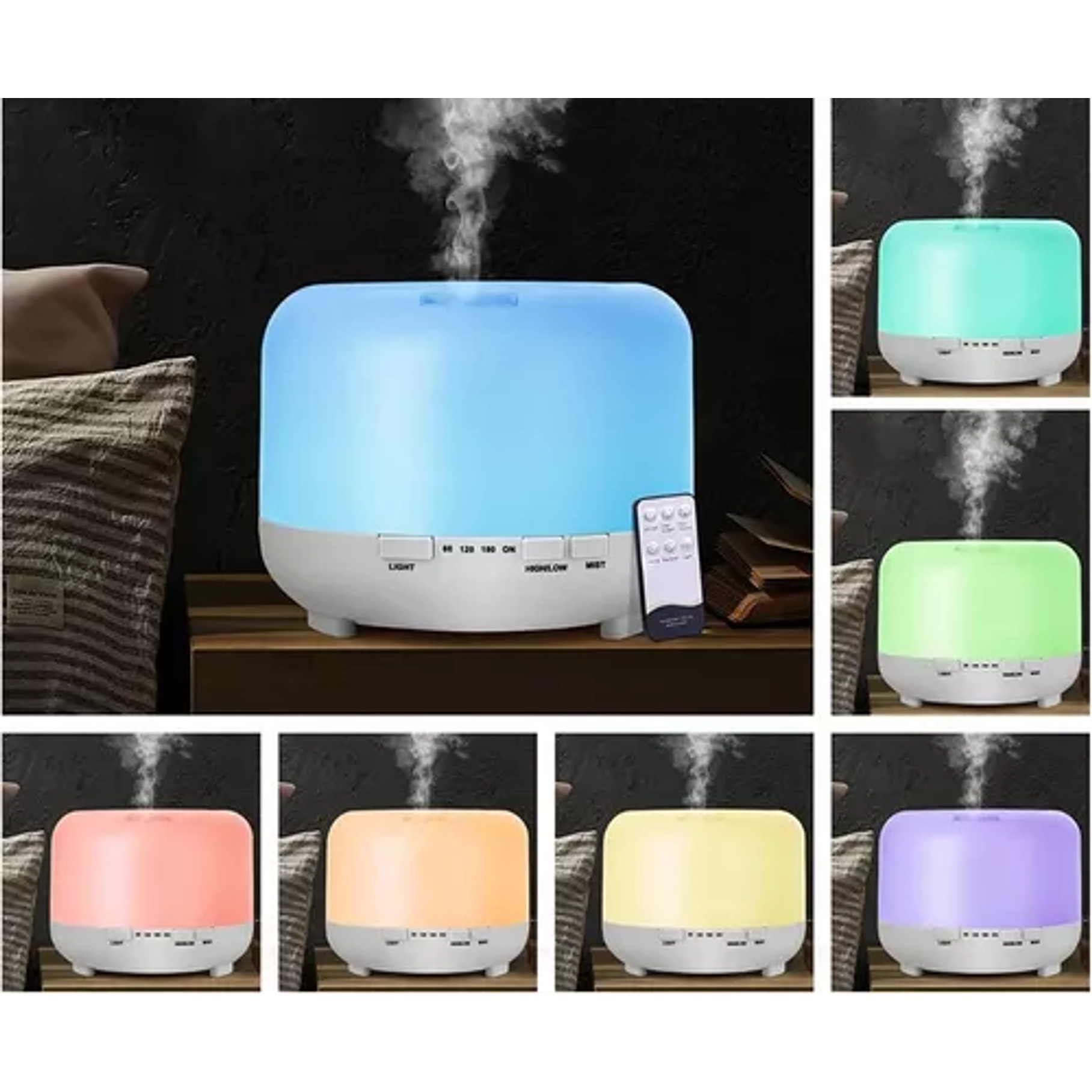 Humidificador Ultrasonico Aire Difusor 500ml + Pack De Esencias 7