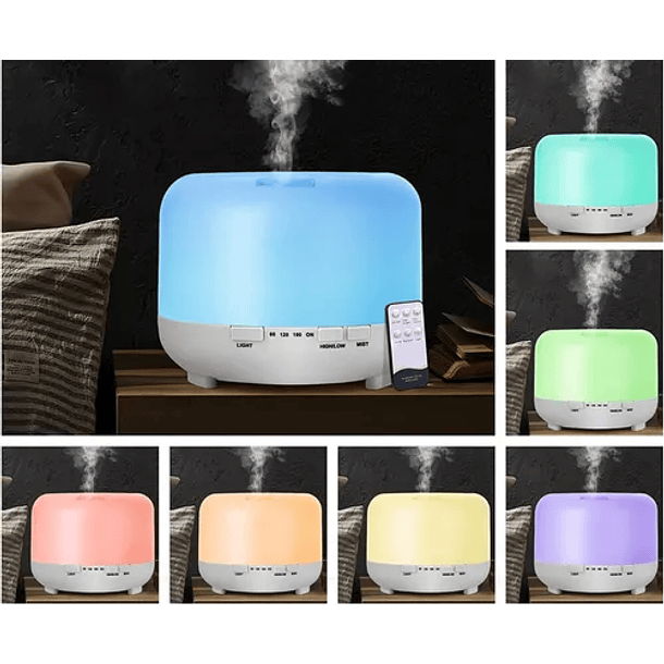 Humidificador Ultrasonico Aire Difusor 500ml + Pack De Esencias 7