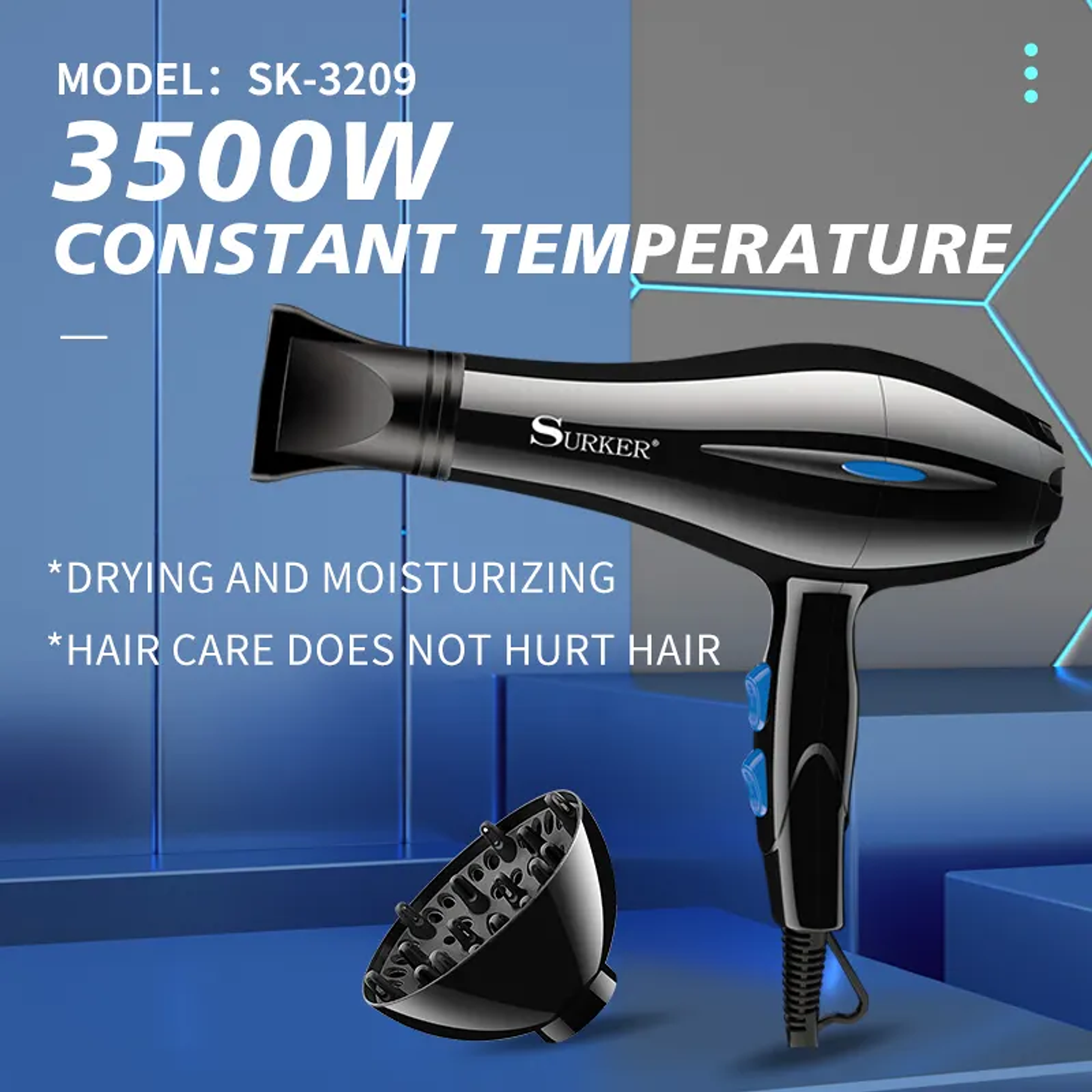 Secador De Pelo 3000w Uso Profesional Surker 6