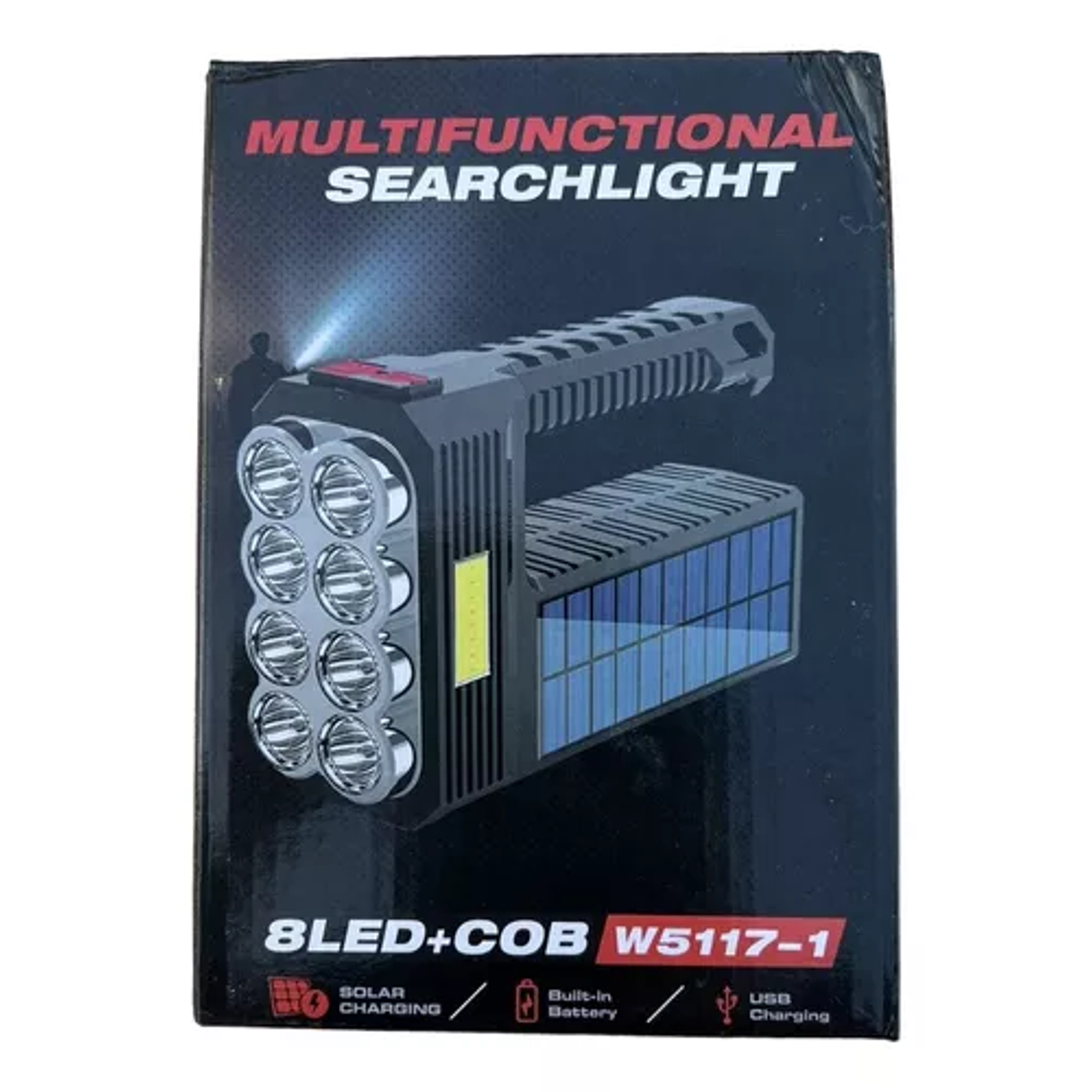  Linterna De Mano Portátil 8 Led Recargable Solar Usb Camping  Negro 5