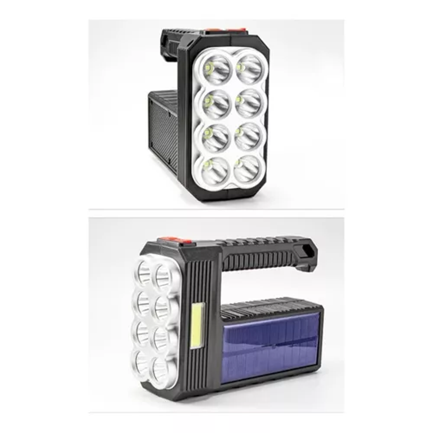  Linterna De Mano Portátil 8 Led Recargable Solar Usb Camping  Negro 3