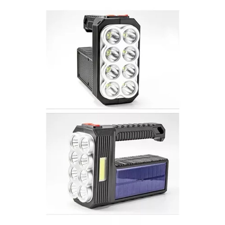  Linterna De Mano Portátil 8 Led Recargable Solar Usb Camping  Negro 3