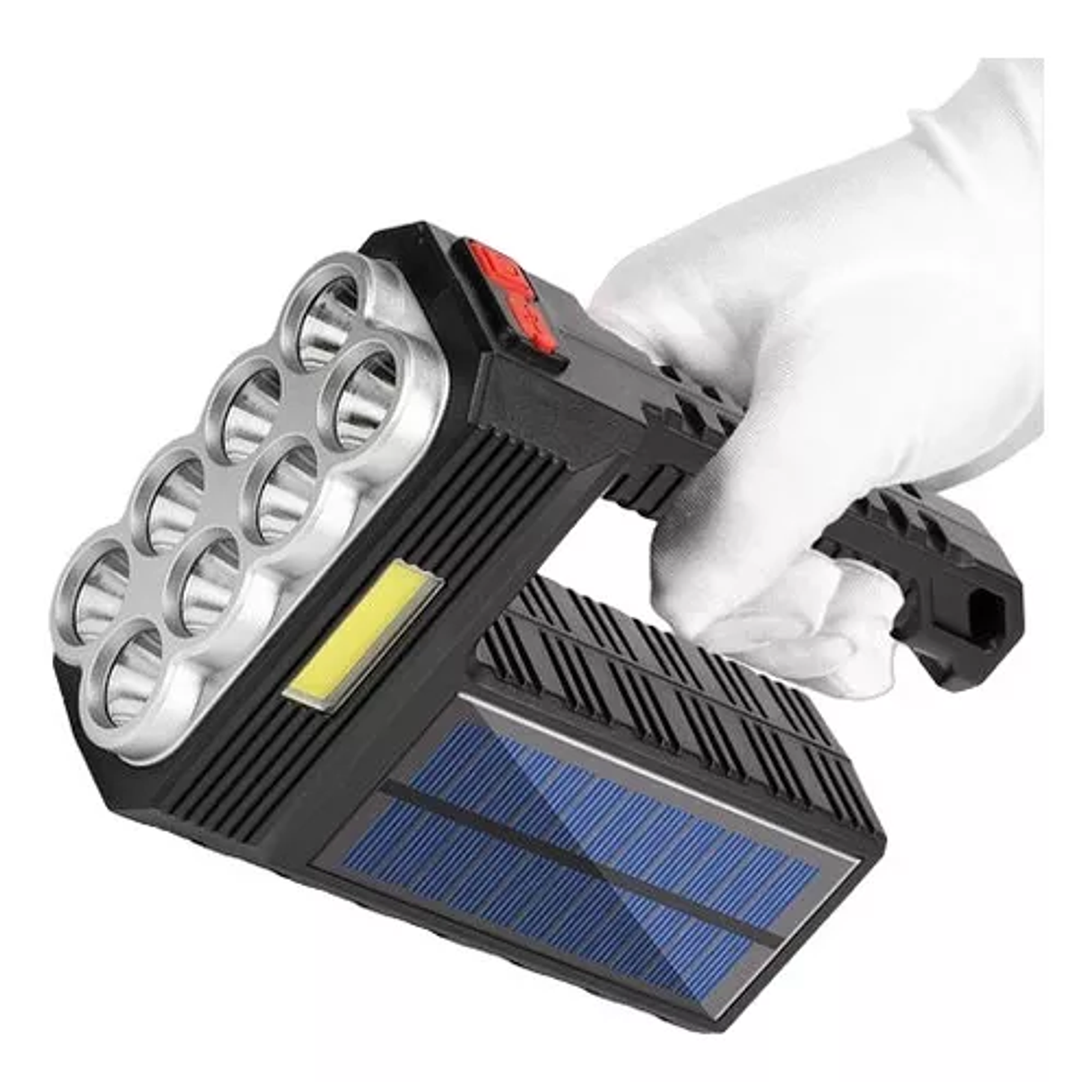  Linterna De Mano Portátil 8 Led Recargable Solar Usb Camping  Negro 4