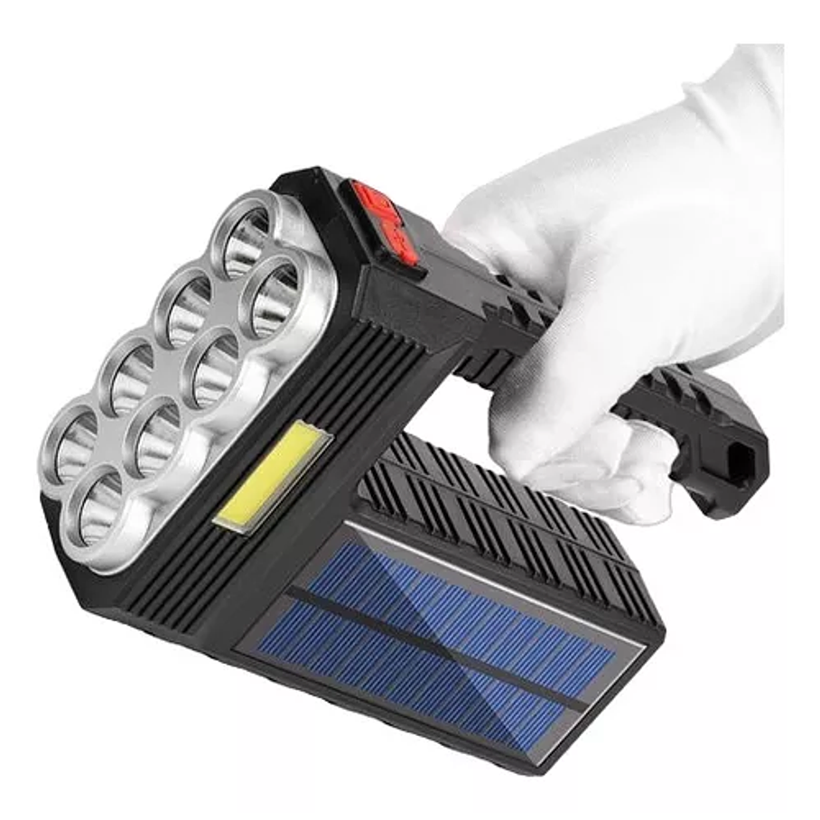  Linterna De Mano Portátil 8 Led Recargable Solar Usb Camping  Negro 4