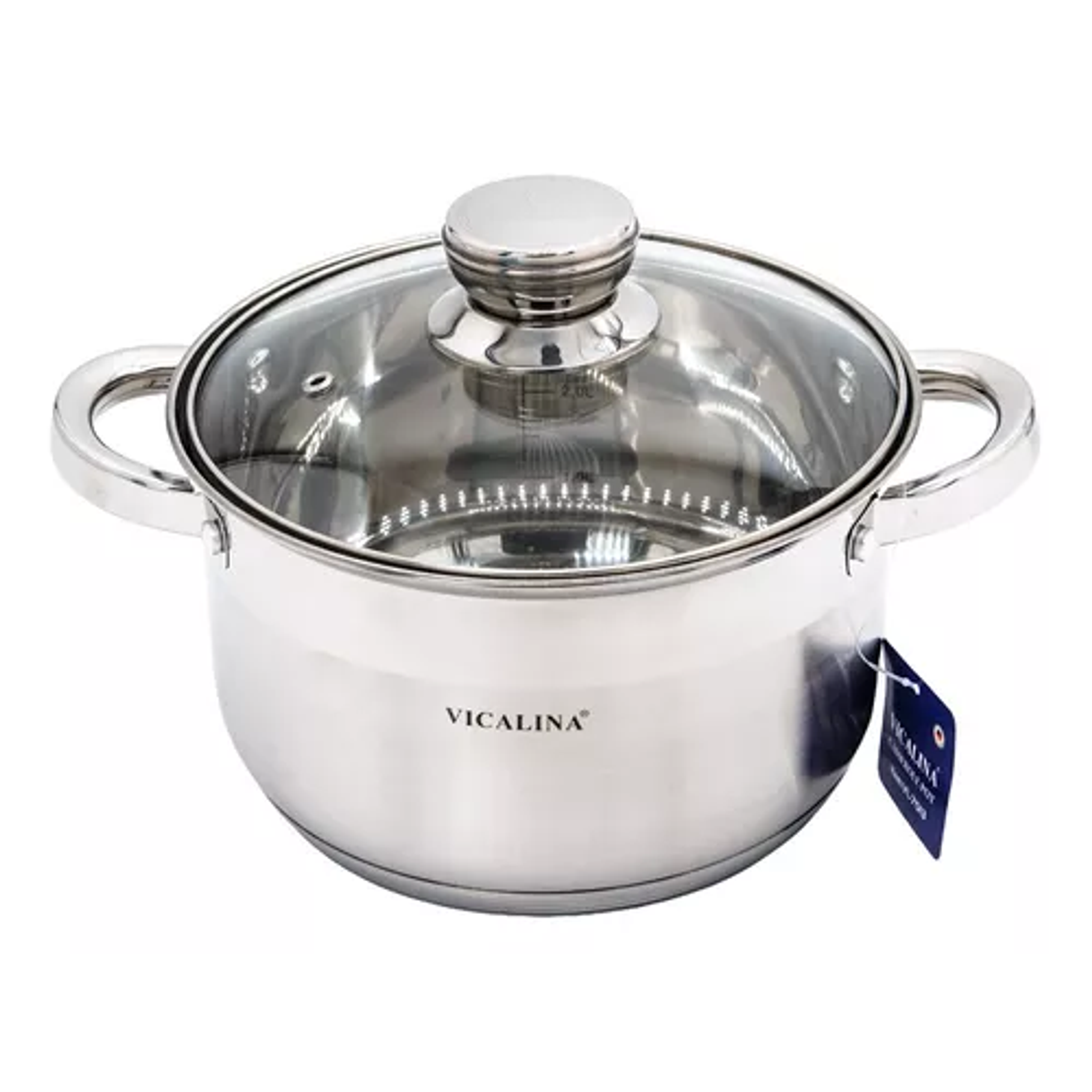 Olla Cacerola De Acero Con Tapa Vicalina Vl-7013 3,6lts 20cm Color Plateado 1