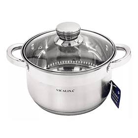 Olla Cacerola De Acero Con Tapa Vicalina Vl-7013 3,6lts 20cm Color Plateado