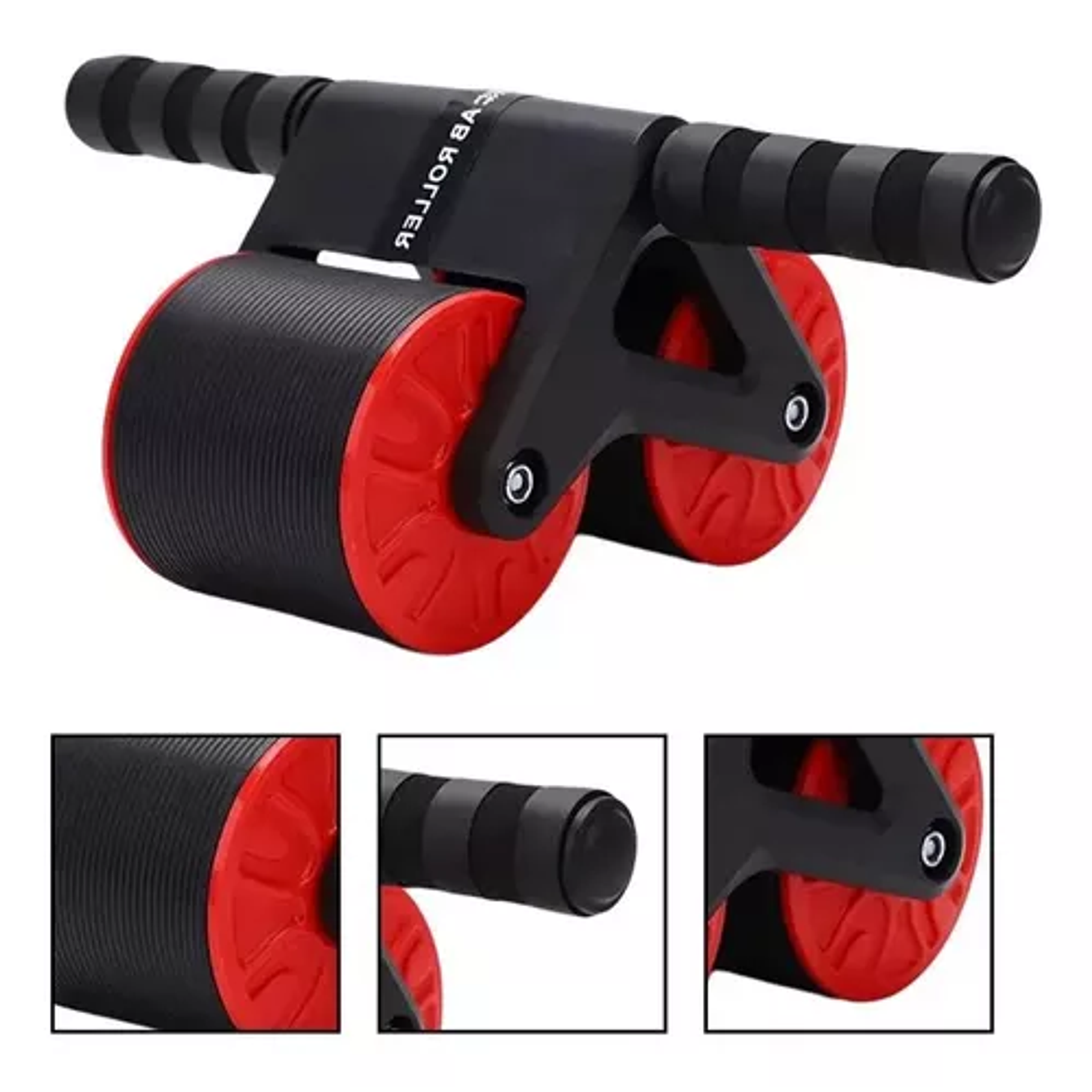 Rueda Abdominal Rodillo Doble Para Ejercicios Flexiones Color Rojo 4