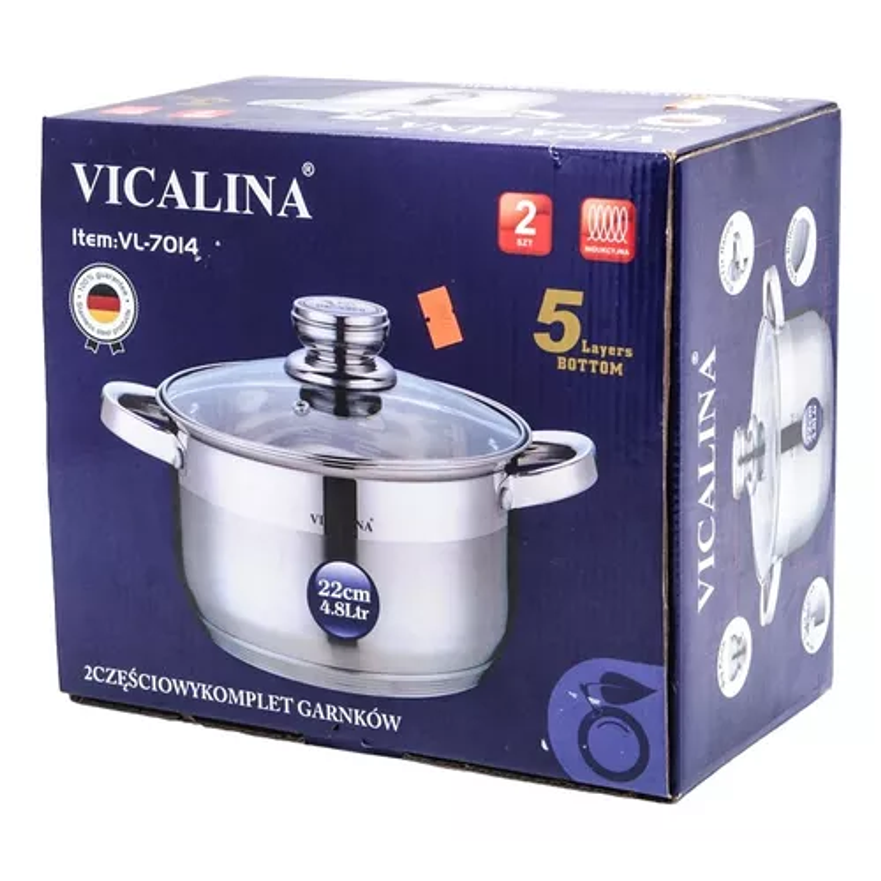 Olla Con Tapa De Vidrio Acero Inoxidable  5lts Color Plateado 1