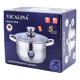 Olla Con Tapa De Vidrio Acero Inoxidable  5lts Color Plateado