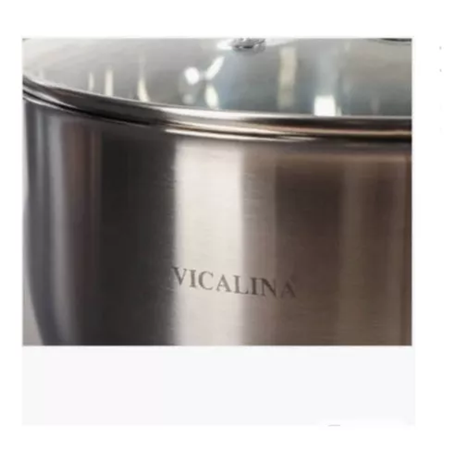 Olla Con Tapa De Vidrio Acero Inoxidable  5lts Color Plateado 2