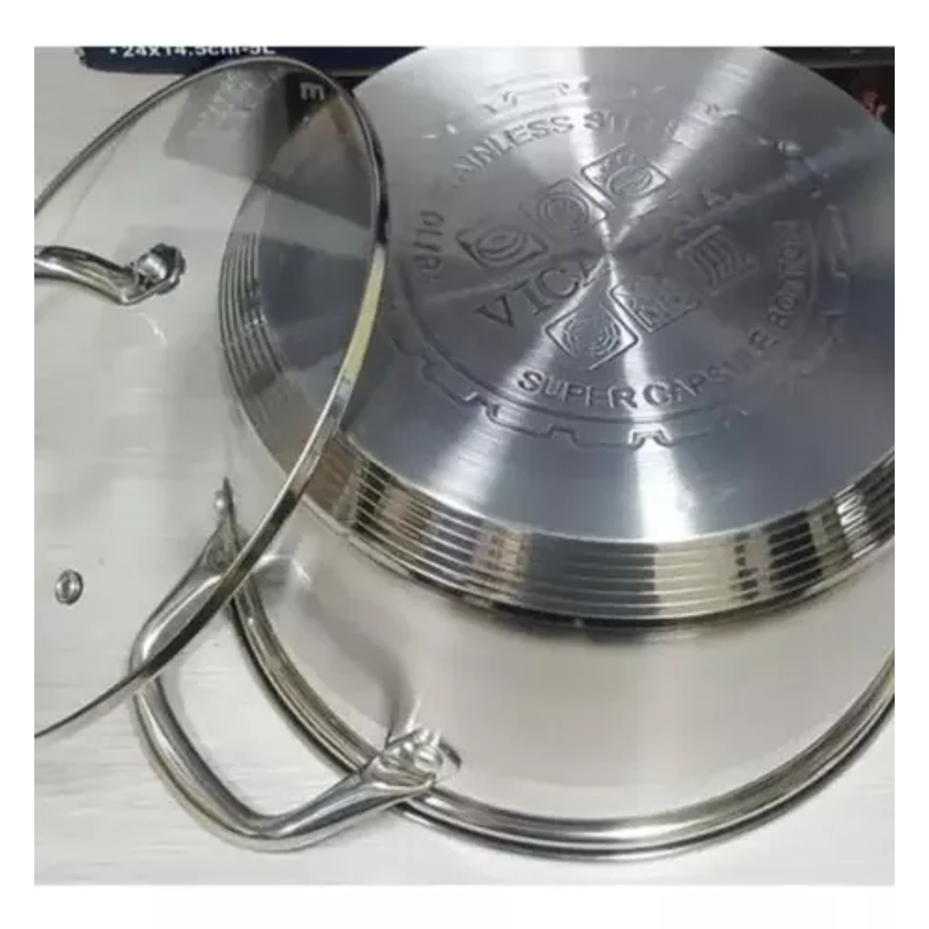 Olla Con Tapa De Vidrio Acero Inoxidable  5lts Color Plateado 3